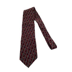 Cocktail Collection Mens Silk Necktie Burgundy Gold Geometric Abstract